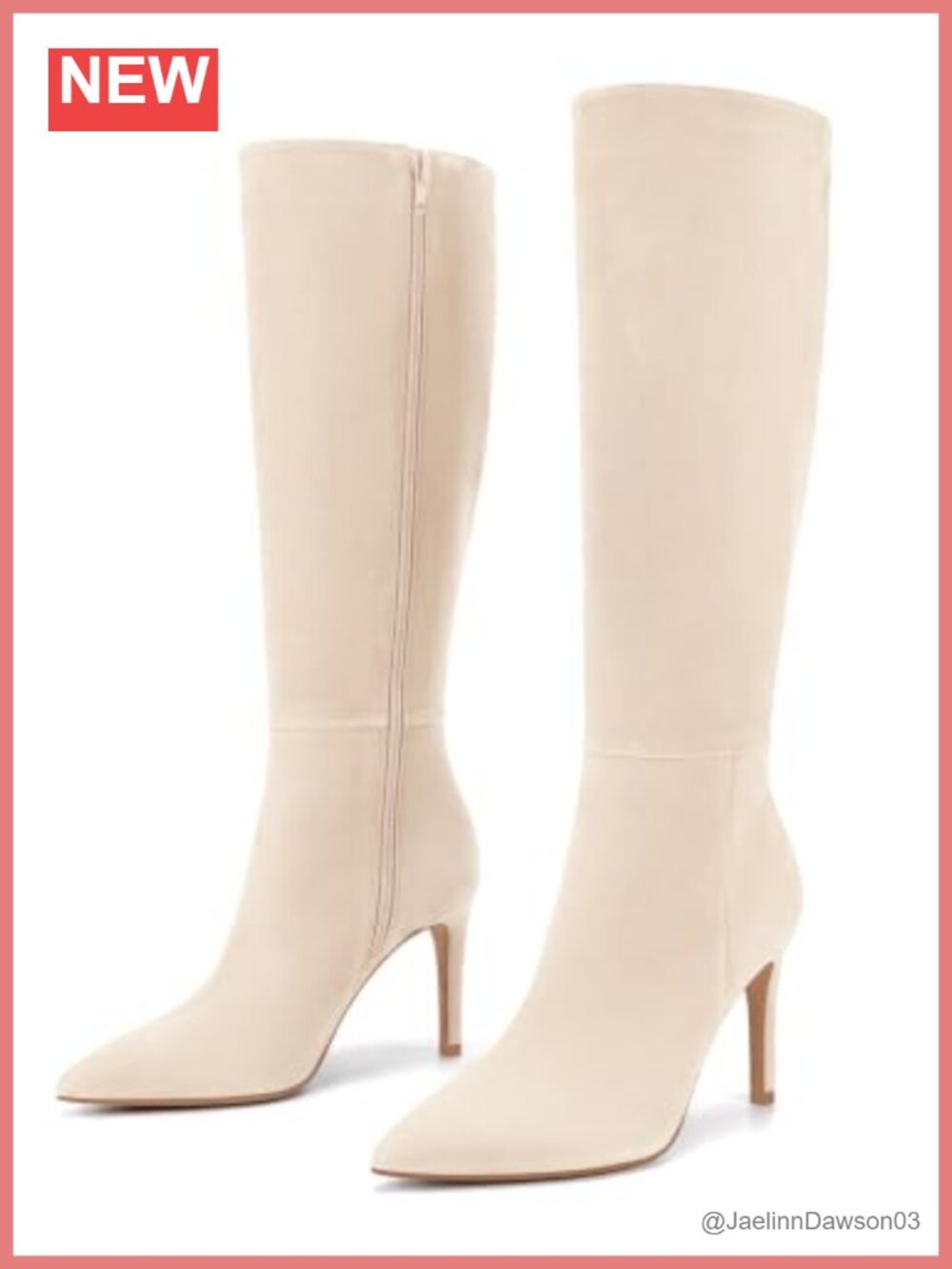 Knee High Pointed Toe Stiletto Heel Tall Boots Faux Suede Side Zip Dressy